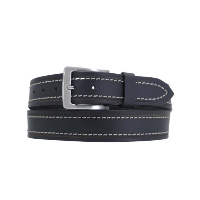 Lindenmann Ceinture Homme Cuir Buffle Véritable 40mm - Noire Ajustable Jusqu'à 170 Cm