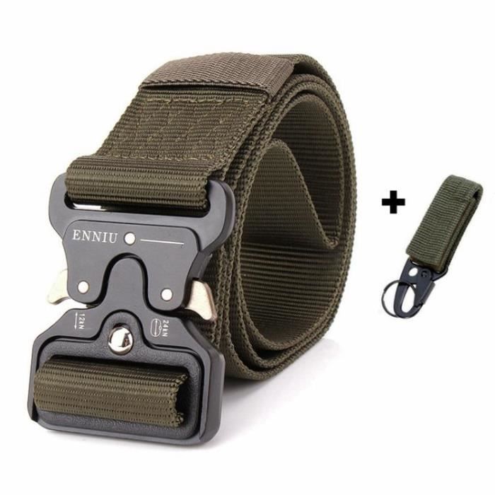 Ceinture Tactique BESTKEE Homme - 2 Pièces Noir/Gris, Boucle Rapide 3.8cm, Poche Incluse - Taille 125cm