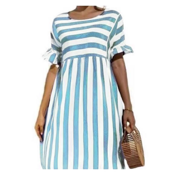Robe D'Été Femme SENBATU - Manches Volants Et Col V - Taille S-2XL - Polyester/Élasthanne - Avec Poches