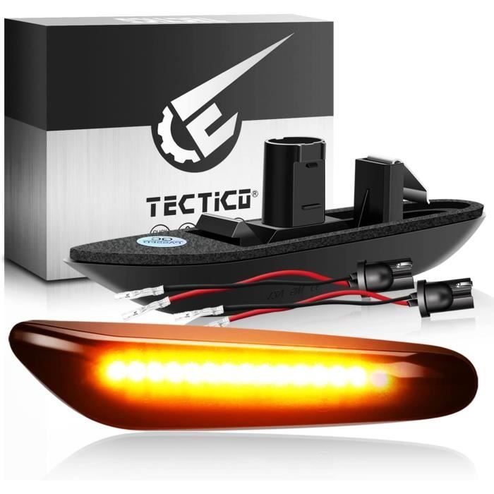 TECTICO LED Indicateur Latéral Dynamique Ambre Jaune Super Lumineux Canbus CE E9 Feux Répétiteurs Séquentiels Compatible avec BMW