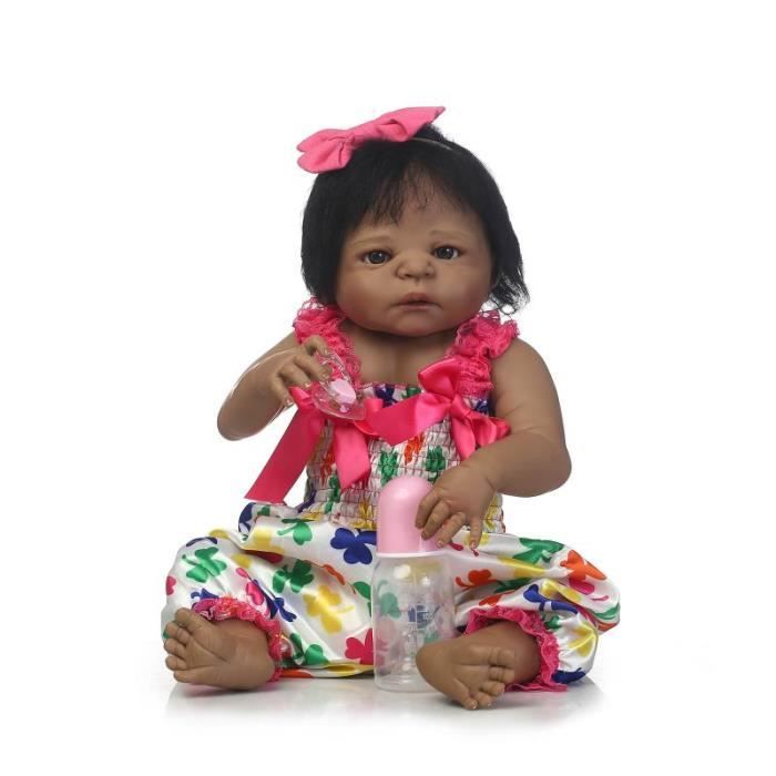 57 Cm Plein Silicone Noir Peau Bebe Reborn Poupee Realiste Nouveau Ne Bebes Boneca Enfants Jouent Cdiscount Jeux Jouets