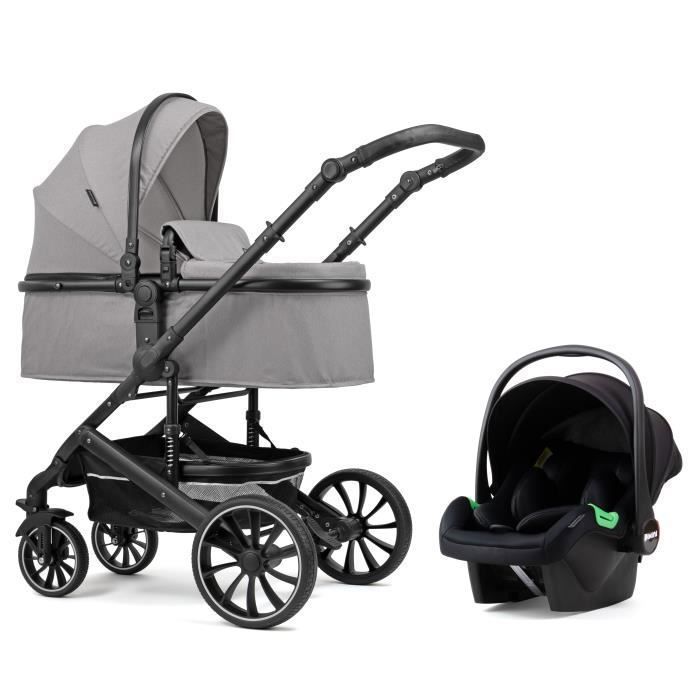 Poussette combinée 3en1 PIXINI Kalani - Gris/Noir - Jusqu'à 15KG