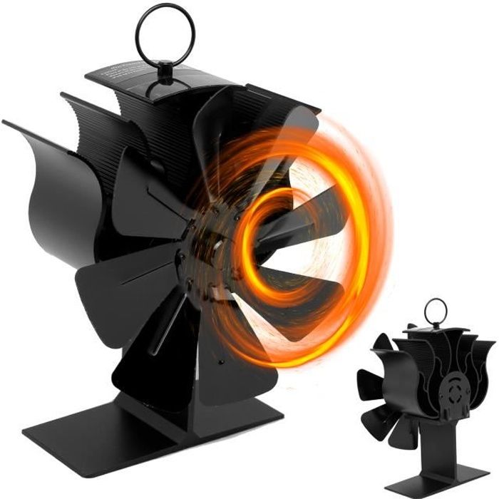 Ventilateur De Cheminée Auto-alimenté 8 Pales - Noir, En Alumine, Pour Une Meilleure Circulation De La Chaleur