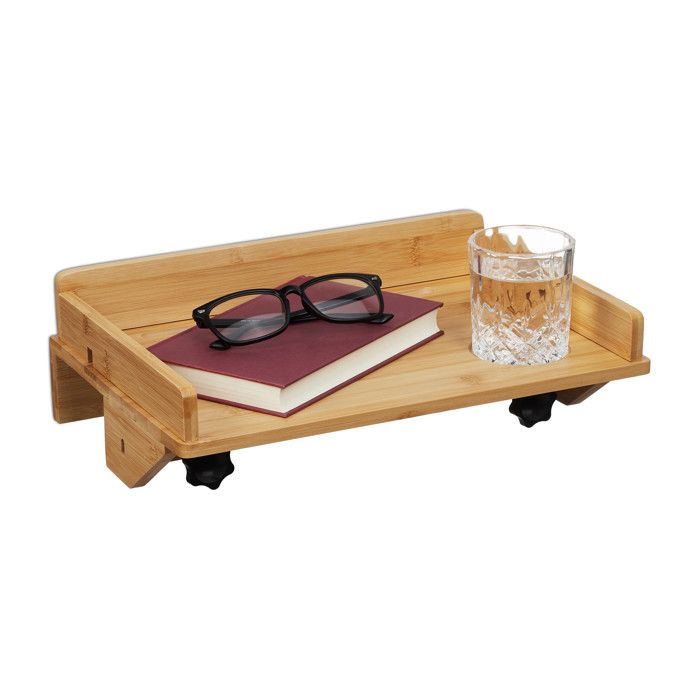 Relaxdays Tablette de lit table de chevet à fixer aussi pour lit superposé HxLxP: 115x36x245 cm bambou nature