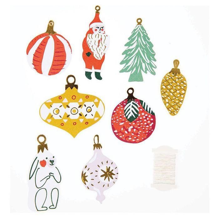 24 étiquettes Cadeaux De Noël Avec Ficelle - Décorations Pour Sapin Et Paquets - Motifs Festifs