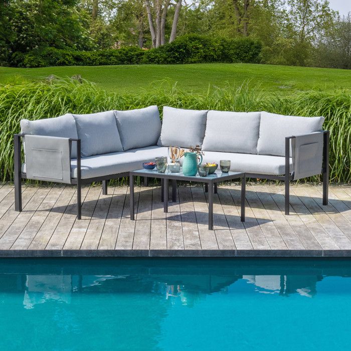SKYLANTERN® Ensemble Salon de Jardin Exterieur en Métal 5 Personnes 2 Canapés modulables et Table de Jardin en Verre Inclus Mobi SKYLANTERN® Ensemble Salon de Jardin Exterieur en Métal 5 Personnes 2 Canapés modulables et Table de Jardin en Verre Inclus Mobi