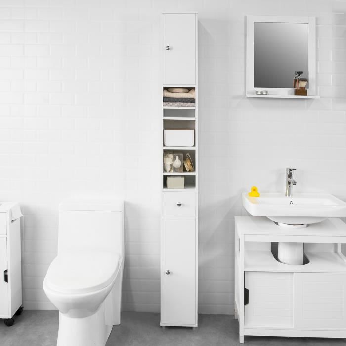 Meuble de rangement WC / toilettes ou salle de bains blanc - Cdiscount  Maison