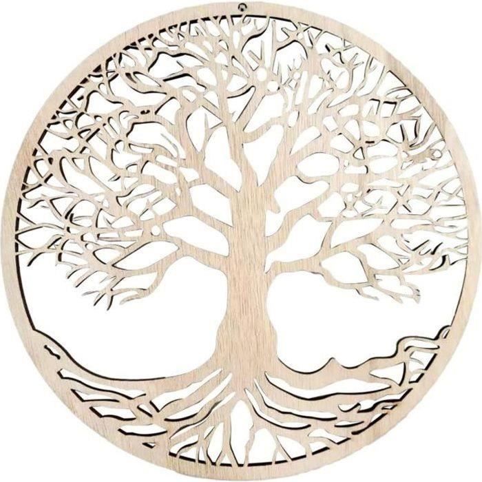 Décoration Murale Fleur De Vie Bois Naturel 40 Cm - Art Géométrique Minimaliste - Polybois 4 Mm - Découpe Laser