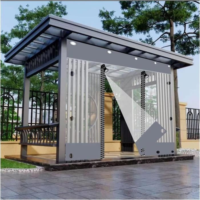 Rideaux De Bâche Transparents Imperméables Pour Extérieur - Taille 2,3x3,5m - PVC 0,5mm - Fermeture éclair - Pour Pergola, Terrasse, Auvent