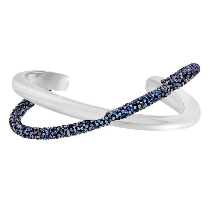 Bracelet jonc Swarovski Crystaldust Cross Bleu S - Achat / Vente ...