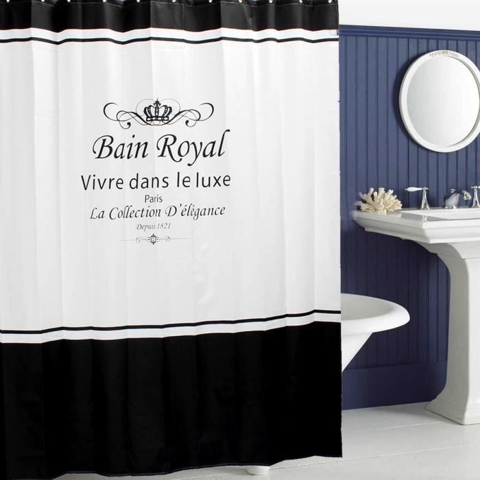 Rideau de douche en tissu texturé - Rideaux de douche en polyester pour  salle de bain, hydrofuge, hôtel spa de luxe avec 12 crochets, lavable en  machine, rideau de salle de bain