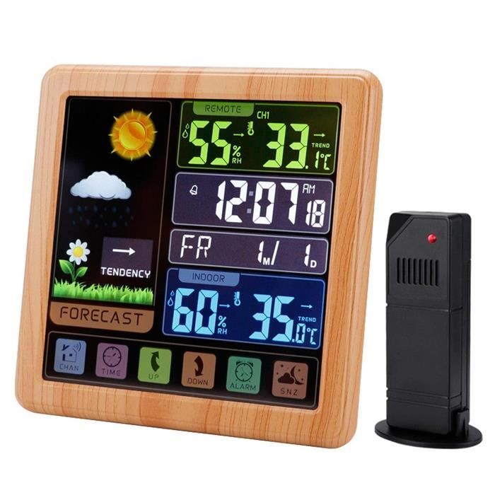 Horloge Météo Numérique WiFi 10 Pouces - Affichage Couleur, Thermomètre Intérieur/extérieur, Calendrier, Prise UE