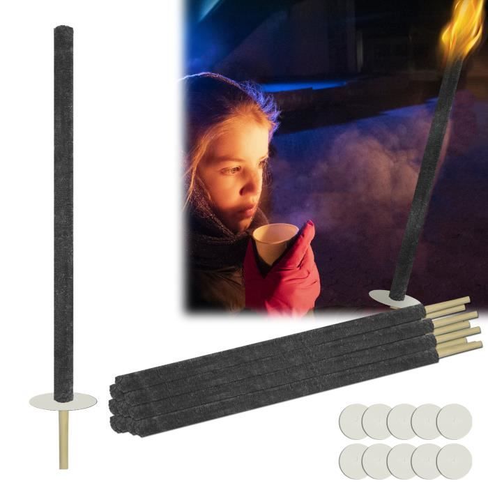 éclairage Fête Nocturne Ikodm Torches En Cire Extérieur - Lot De 50 - Longueur 72 Cm - Brûlure 100 Min - Poignée Longue & Protection Gouttes Feu D Artifice Exterieur