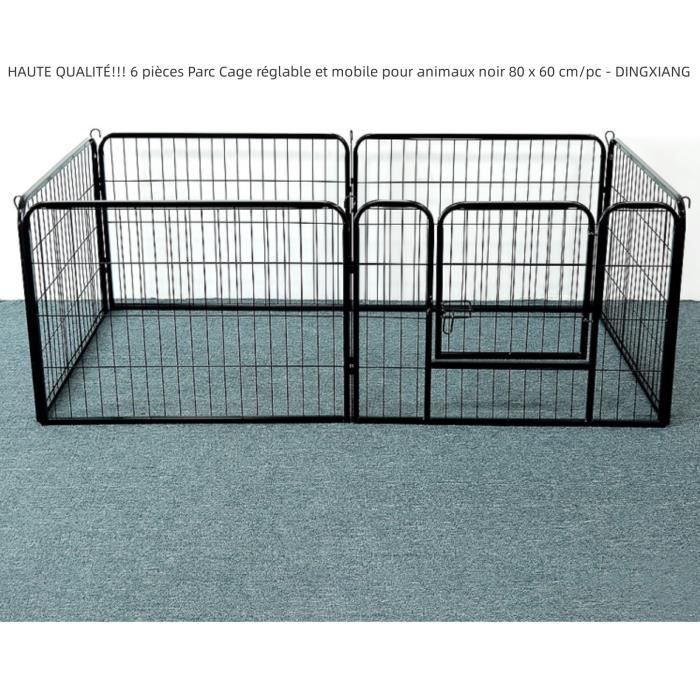 Meilleurs prix pour HAUTE QUALITÉ!!! 6 pièces Parc Cage réglable et mobile pour animaux de compagnie noir 80 x 60 cm/pc - DINGXIANG