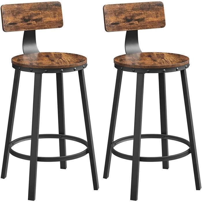 Tabourets Hauts - VASAGLE - LBC076B01 - Style Industriel - Marron Rustique - Noir