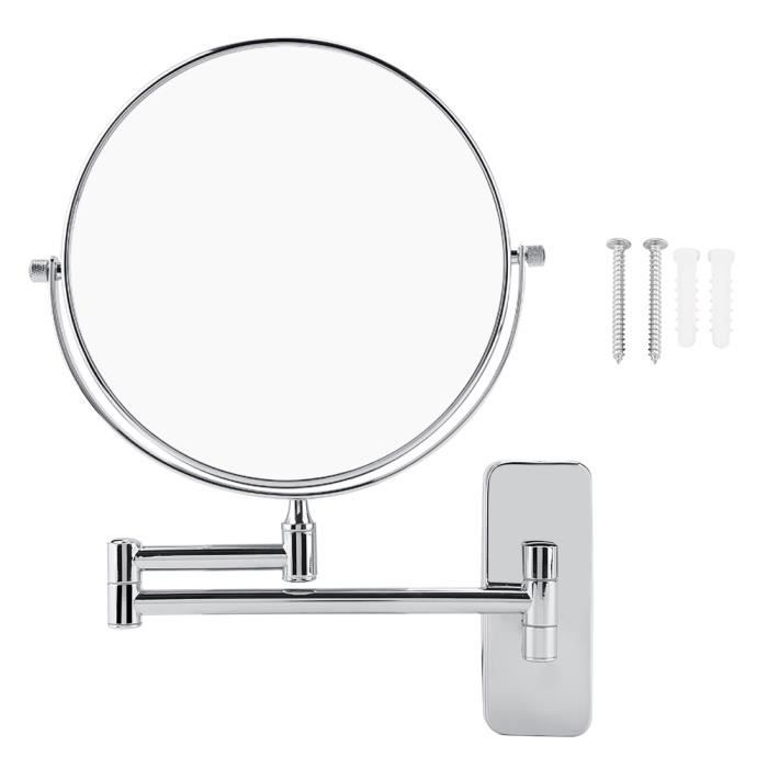 Miroir De Maquillage Wenko Assisi - Pivotant Avec Grossissement X3 - Surface Ø16 Cm - Acier Noir - Pour Salle De Bain Et Cosmétique
