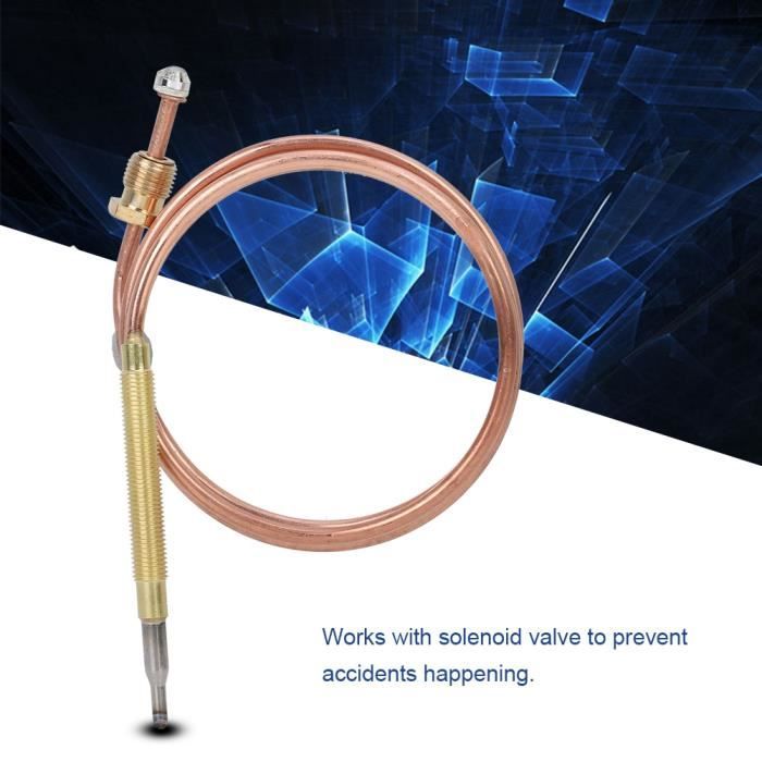 Kit Thermocouple Universel Pour Gaz - Longueur 900 Mm Avec 5 écrous Adaptateurs - Pour Cuisinière Gaz, Chauffage, Cheminée - Sécurité Coupure Gaz - 10