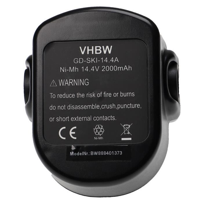 vhbw Batterie compatible avec Skil 144VXT (F012257000), 2565 (F012256500), 2250 outil électrique (2000 mAh, NiMH, 14,4 V)