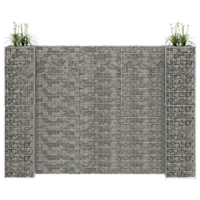 vidaXL Jardinière à Gabion en H Panier de Gabion Parterre Surélevé de Fleurs Plantes Jardin Terrasse Extérieur Fil d'Acier 145664