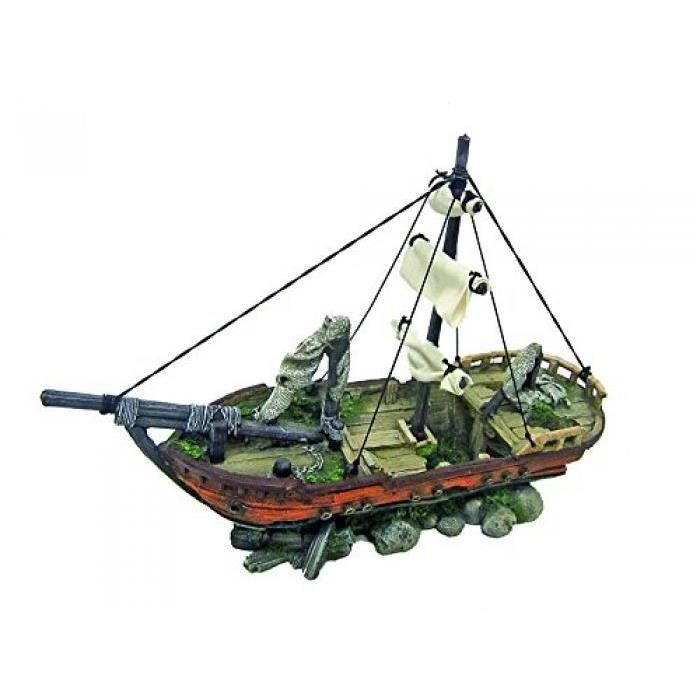 Comparer les prix de Décoration pour aquariums - WAVE - Voilier avec roche - Résine non toxique - Extra grande