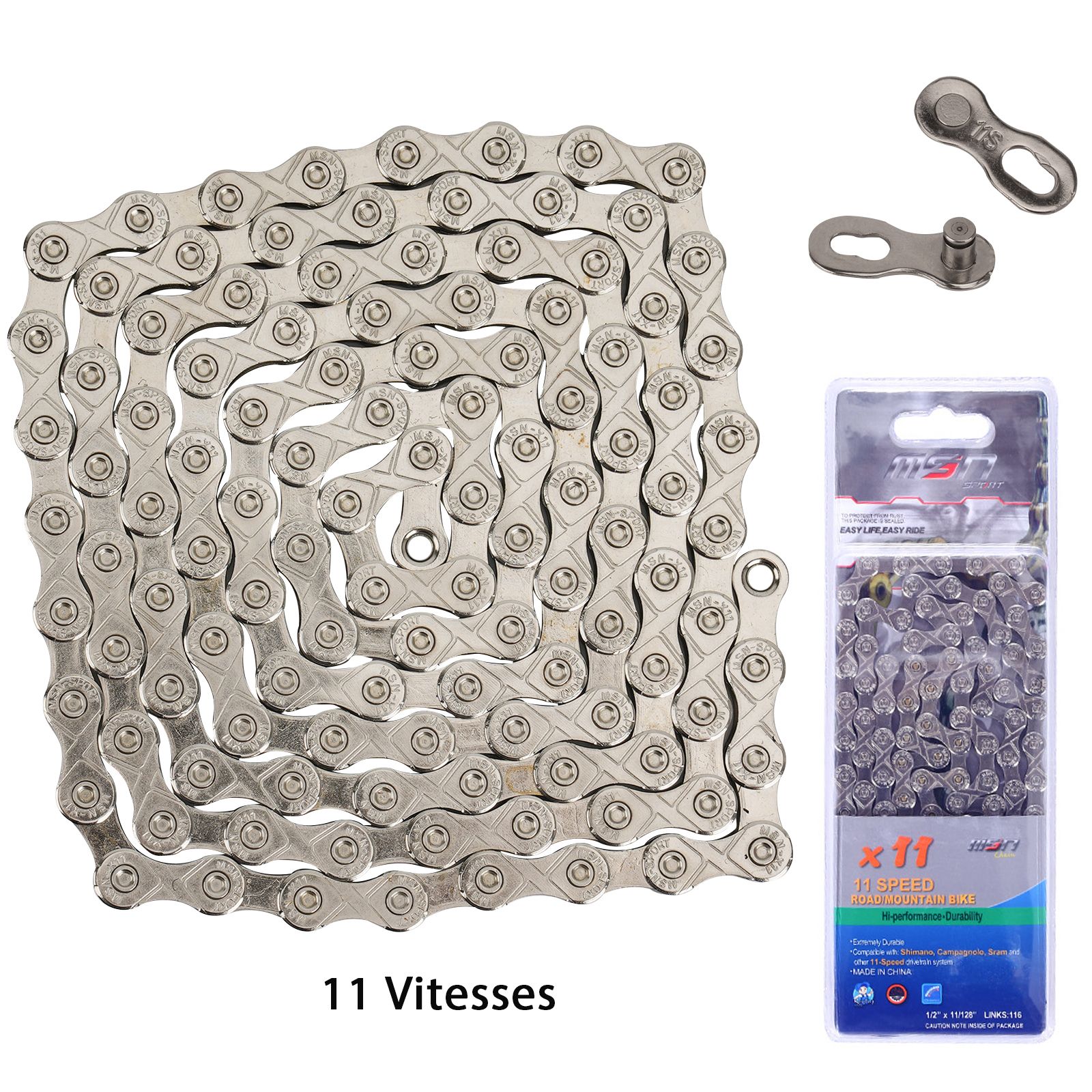 11 Vitesses Chaîne De Vélo WHDPETS 1/2" x 3/32 ", 116 maillons avec Attache Rapide Cdiscount Sport