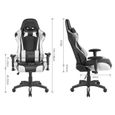 BUL Siège GAMING Chaise de bureau fauteuil avec coussins, siège style racing racer gamer chair, Noir/Blanc-1