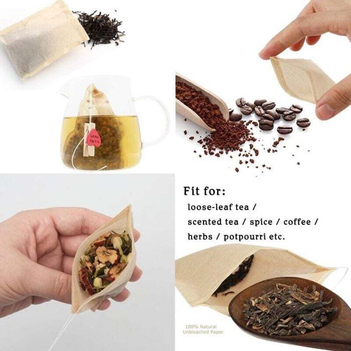 100 Filtres à Thé En Amidon De Maïs - Sachets Vides Biodégradables Pour Tisane Et Infusion