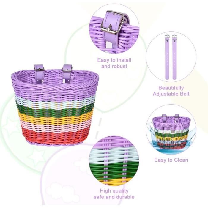 Panier En Osier Enfant Pour Guidon Vélo – Tressage Main, Amovible, S’adapte Aussi à Trottinette Et Poussette