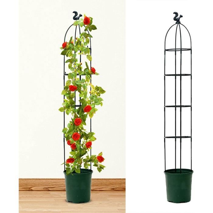 Obélisque de jardin en métal, support pour plante grimpante, finition rouille, 1 m - France