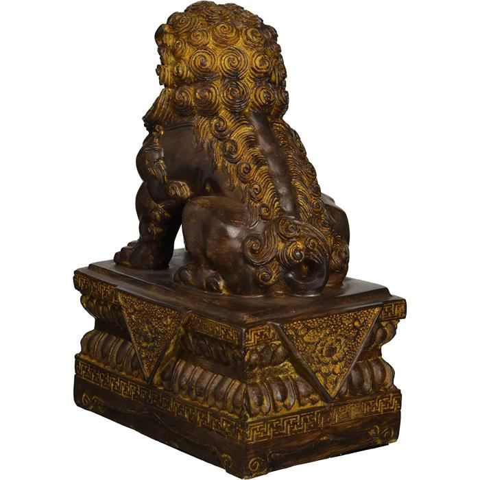 Lion En Pierre Solide Décoration Murale - Dimensions 20x43 Cm - Poids 17 Kg - Résistant Au Gel - Tête Droite