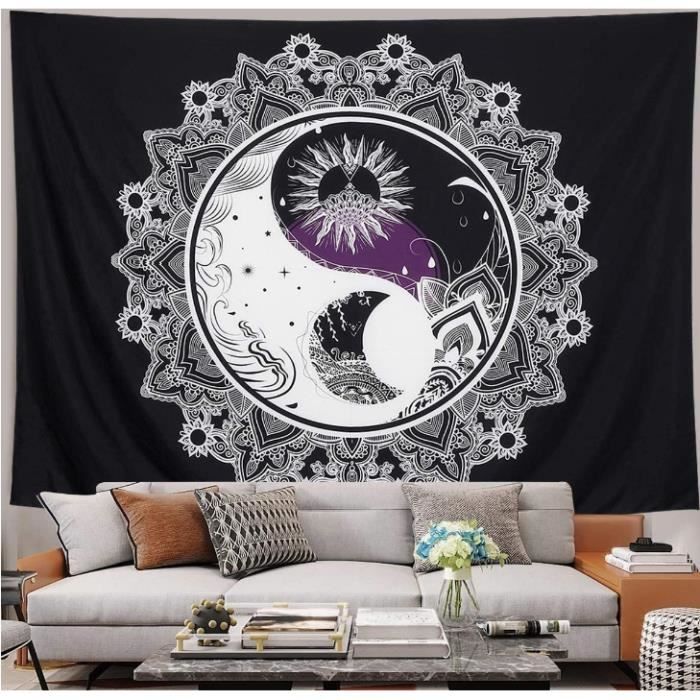 Tapis mural tissé Accroché Lune Capteur de rêves avec lumières Décoration  intérieure Art mural Lune
