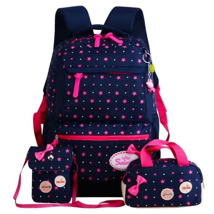 Rose rose rouge Fashion Girl School Bags for Teenagers backpack set women shoulder waterproof travel bags 3 Cdiscount Bagagerie Maroquinerie