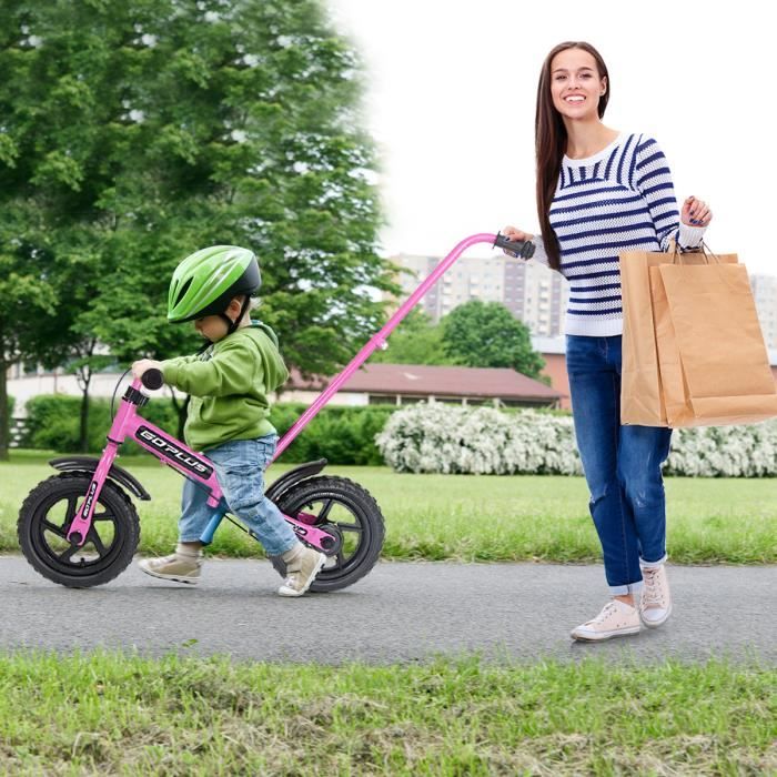 COSTWAY Draisienne Enfant avec Canne Directionnelle 12 Pouces Adape aux Enfants de 3 6 Ans avec Une Cloche Hauteur Reglable Rose Cdiscount Jeux Jouets