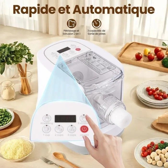 QHENS Machine a Pates Fraiche Electrique Portable avec 5 Moules à Nouilles, Rechargeable 2000mAh QHENS Machine a Pates Fraiche Electrique Portable avec 5 Moules à Nouilles, Rechargeable 2000mAh