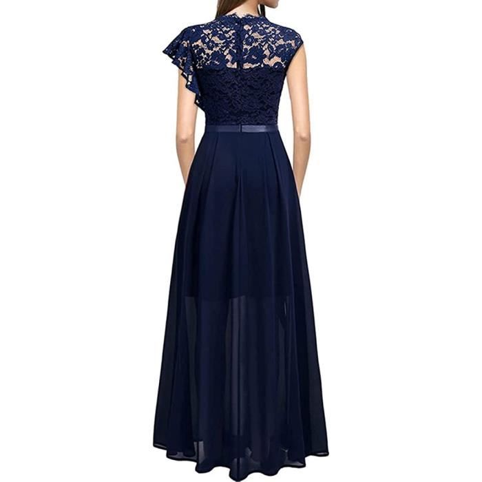 Femme Dentelle Robe de Soir e Longue El gante Col V Asym trique