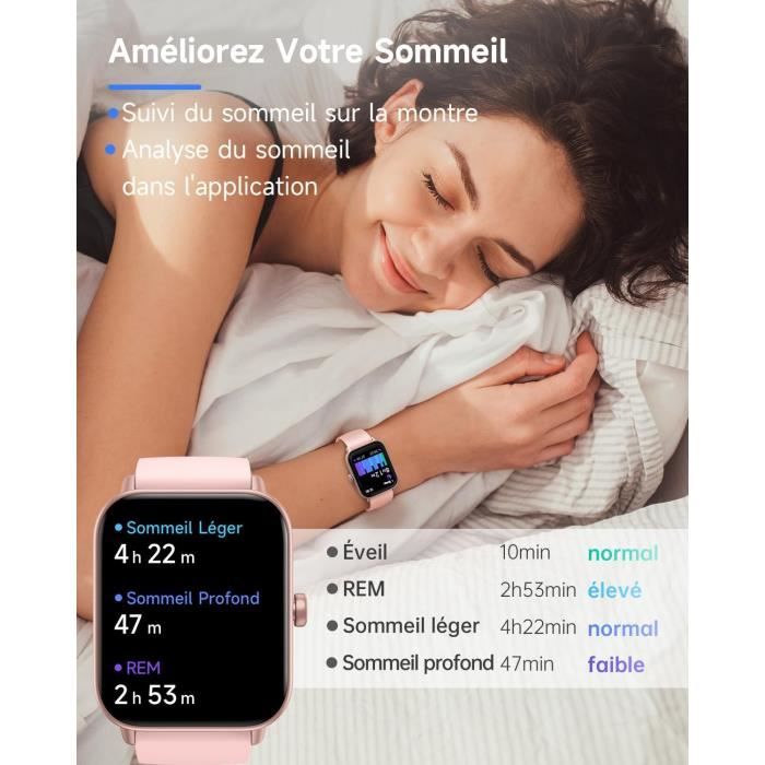TOOBUR Montre Connectée Femme, Bracelet Connecté avec 14 Sports, Podomètre,  Cardiofrequencemètre, Surveillance du Sommeil, Étanche IP68, Calories,  Smartwatch Compatible avec iOS et Android : : High-Tech