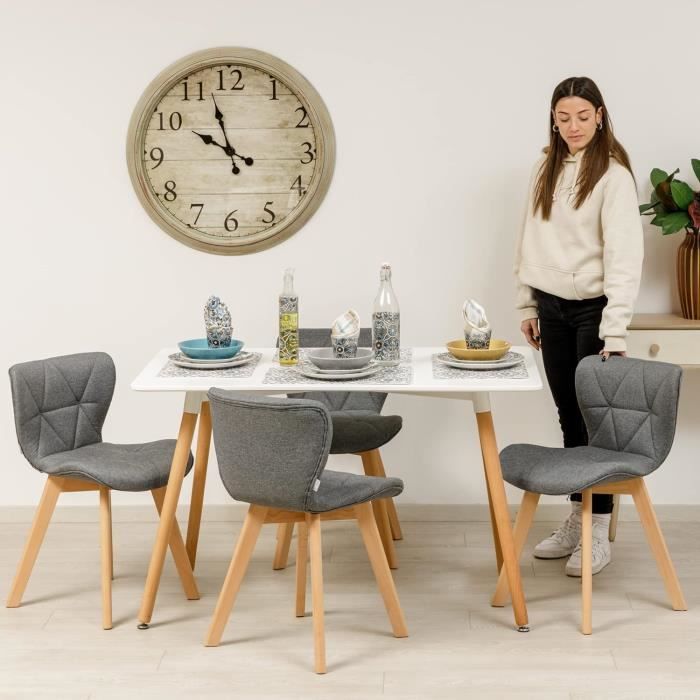 Chaise de salle à manger ou bureau avec pieds en bois, ergonomique avec coussin intégré, 57 x 48 x 79 cm, noir Chaise de salle à manger ou bureau avec pieds en bois, ergonomique avec coussin intégré, 57 x 48 x 79 cm, noir