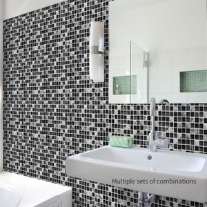 Livelynine Lot de 4 autocollants de carrelage muraux imperméables - Carreaux de sol marbre gris blanc - 60 x 30 cm - Cuisine, crédence, salle de bain