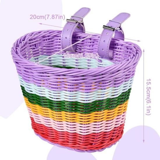 Panier Vélo Avant En Osier Tissé - Fixation Guidon - Pour Enfants, Femmes, Vélos Pliants - 21x16x16cm