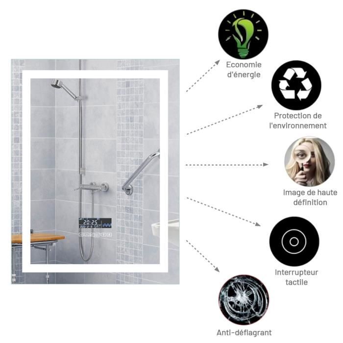 S'AFIELINA Miroir Rond Salle De Bain LED 50cm – Éclairage 3 Couleurs Réglable, Interrupteur Tactile, IP44, Anti-Buée