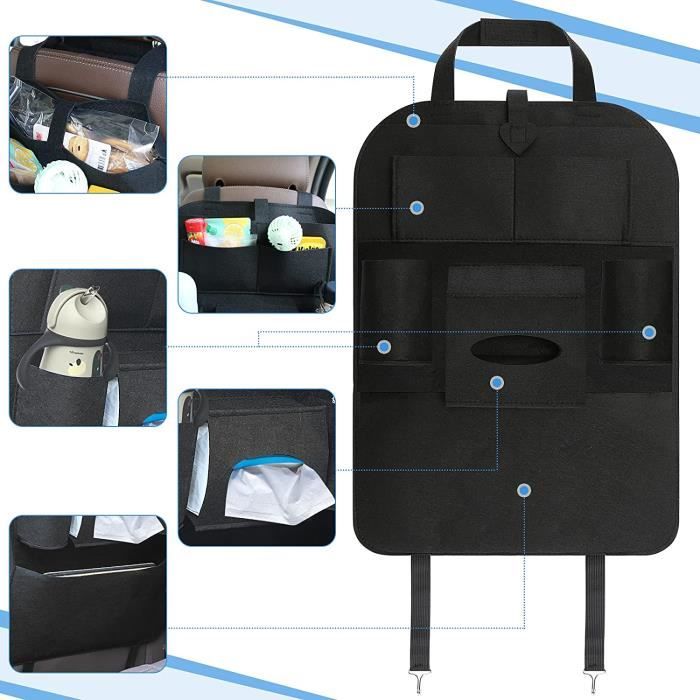 Lot De 2 Protège-Dossiers Siège Auto Avec Poches - Tapis Anti-Salissure Enfants, Imperméable, Facile à Nettoyer
