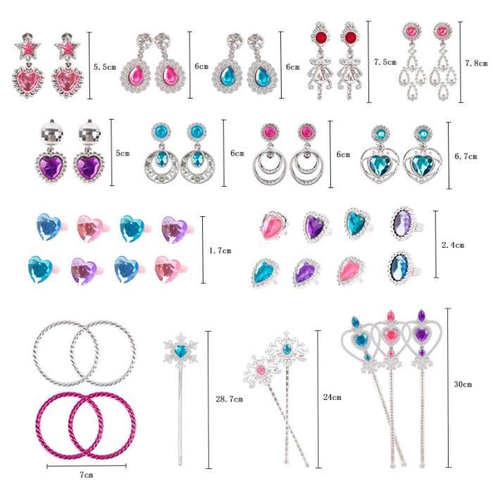 Coiffure De Princesse Elsa – 10 Accessoires : Diadème, Tresse, Baguette, Collier, Gants, Boucles – Pour Enfants 3-10 Ans