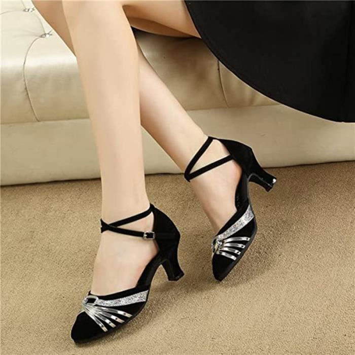 Chaussures de Danse Femme Bout Fermé Dessus Velours Latine Salsa