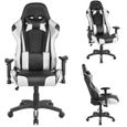 BUL Siège GAMING Chaise de bureau fauteuil avec coussins, siège style racing racer gamer chair, Noir/Blanc-3
