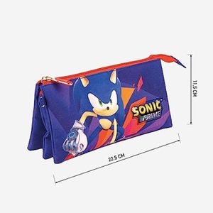 Trousse Sonic Supreme Power 21x7x7 Cm - Design Bleu Énergique Pour École Et Voyage