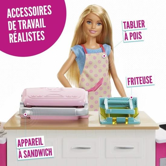Barbie Métiers coffret poupée cheffe avec kit cuisine Multicolour 