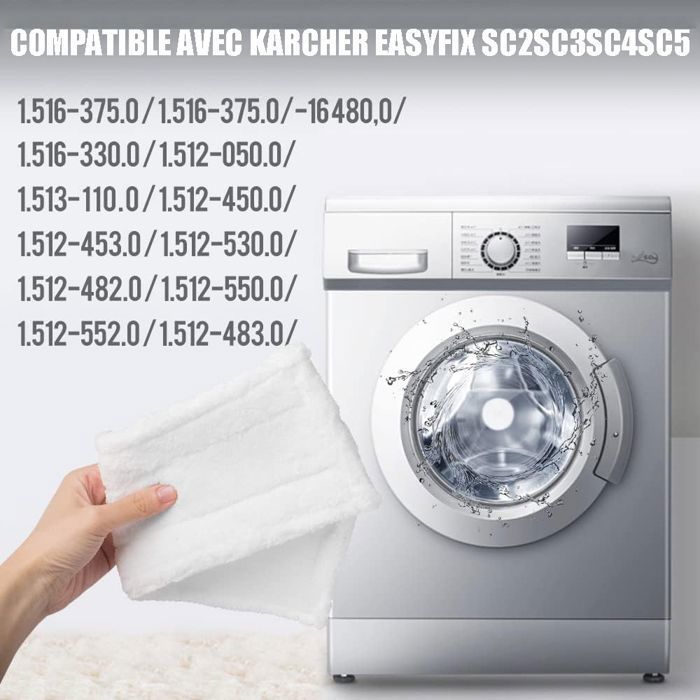 Chiffons Microfibre Recharge Pour Kärcher Easyfix - Lot De 6, Compatible SC1 à SC5, Nettoyage Vapeur
