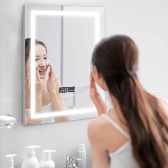 Miroir de salle de bain anti-buée Bluetooth stéréo LED 60x80cm
