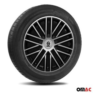 Jeu De 4 Enjoliveurs Sparco Lazio 14 Pouces - Noir Et Argent - Universel - Pour Voiture, SUV