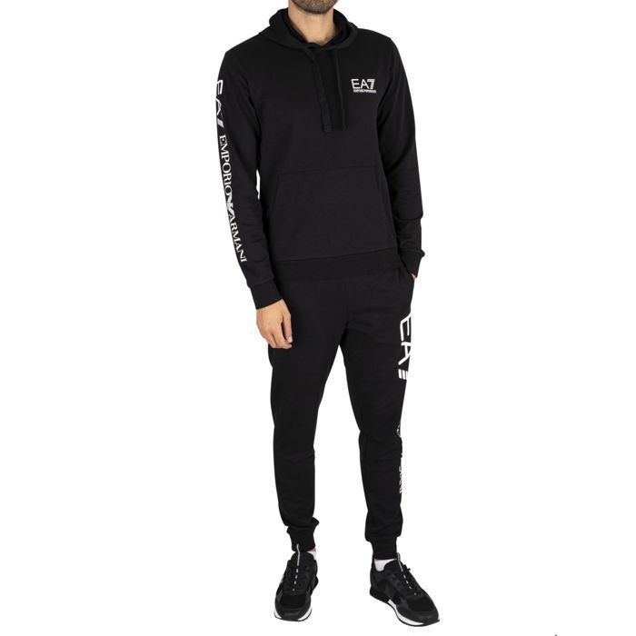 Sweat à capuche Emporio Armani EA7 noir et doré pour hom